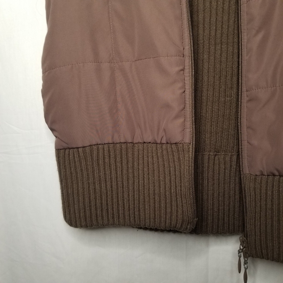 SUZY SHIER puffy double two way zip up brown vest - Picture 8 of 9
